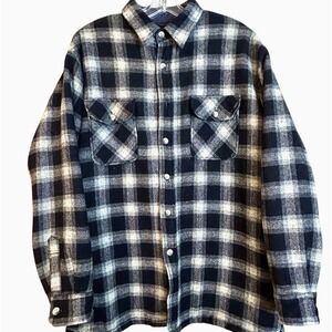 VTG Briggs Quilted Lined Wool Plaid Flannel Jacket Size Large